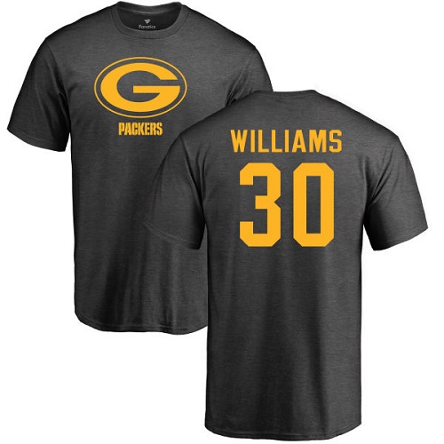 Men Green Bay Packers Ash #30 Williams Jamaal One Color Nike NFL T Shirt->green bay packers->NFL Jersey